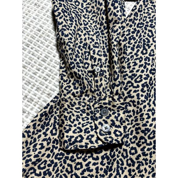 J.Crew Womens S Black & Tan Cheetah Print Professional Tapered Button Down Shirt - Picture 5 of 12